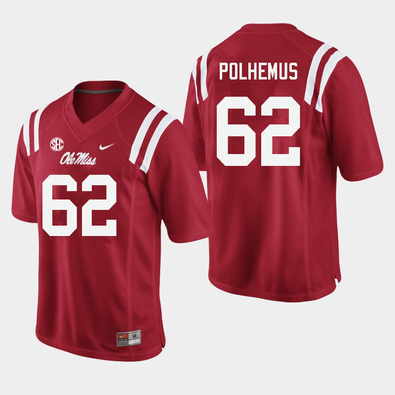 Men #62 Andrew Polhemus Ole Miss Rebels College Football Jerseys Sale-Red